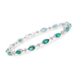 3.20 ct. t.w. Emerald and .40 ct. t.w. Diamond Bracelet in 14kt White Gold