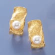 Italian 7.5-8mm Cultured Pearl Sculptural Earrings in 18kt Gold Over Sterling