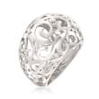 Sterling Silver Scroll Cut-Out Dome Ring