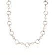 Italian 6mm Cultured Pearl Link Necklace in Sterling Silver