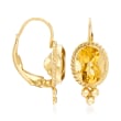 3.20 ct. t.w. Citrine Roped-Edge Earrings in 14kt Yellow Gold