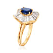 C. 1980 Vintage Oscar Heyman 2.50 ct. t.w.  Diamond and 1.45 Carat Sapphire Cocktail Ring in 18kt Yellow Gold