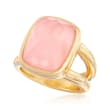 Pink Chalcedony Ring in 18kt Yellow Gold Over Sterling Silver