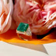 8.00 Carat Emerald and .40 ct. t.w. White Topaz Ring in 14kt Gold Over Sterling