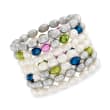 7-8mm Multicolored Cultured Baroque Pearl Jewelry Set: Seven Stretch Bracelets