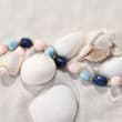 Pink and Blue Multi-Gem Bead Necklace with 14kt Yellow Gold