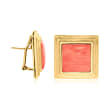 C. 1970 Vintage Red Coral and 18kt Yellow Gold Square Earrings