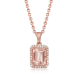1.50 Carat Morganite and .14 ct. t.w. Diamond Pendant Necklace in 14kt Rose Gold Over Sterling