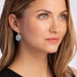 Turquoise Flower Circle Drop Earrings in Sterling Silver