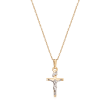 Child's Two-Tone Crucifix Pendant Necklace in 14kt Yellow Gold