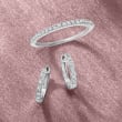 Diamond-Accented Huggie Hoop Earrings in Sterling Silver