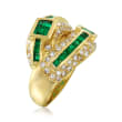 C. 1990 Vintage 1.74 ct. t.w. Emerald and 1.12 ct t.w. Diamond Ring in 18kt Yellow Gold