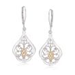 .10 ct. t.w. Diamond Openwork Drop Earrings in Sterling Silver and 14kt Yellow Gold