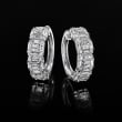 2.00 ct. t.w. Round and Baguette Lab-Grown Diamond Hoop Earrings in 14kt White Gold
