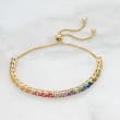 5.50 ct. t.w. Multicolored CZ Bolo Bracelet in 18kt Gold Over Sterling