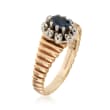 C. 1980 Vintage .25 Carat Sapphire Ring with Diamond Accents in 10kt Yellow Gold