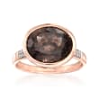 4.00 ct. t.w. Smoky Quartz Ring with Diamond Accents in 14kt Rose Gold