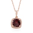 1.90 Carat Garnet and .10 ct. t.w. Diamond Pendant Necklace in 14kt Rose Gold
