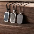 Men's Black and White Stainless Steel Dog Tag Pendant Necklace