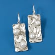 6-8mm Cultured Pearl Hammered Drop Earrings in Sterling Silver