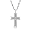 Men's Stainless Steel Cross Pendant Necklace with Diamond Accents