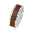 Men's 8mm Tungsten Carbide and Wood Center Wedding Ring
