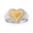 .10 ct. t.w. Diamond Heart Ring in Sterling Silver and 18kt Gold Over Sterling