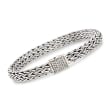 C. 2000 Vintage John Hardy .35 ct. t.w. Diamond Station Wheat Chain Bracelet in Sterling and 18kt White Gold