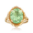 C. 1960 Vintage Green Glass Ring in 10kt Yellow Gold