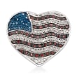 .32 ct. t.w. Red, White and Blue Diamond American Flag Heart Pin in Sterling Silver