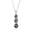 6-8.5mm Black Cultured Pearl and .10 ct. t.w. Diamond Necklace in Sterling Silver