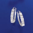 3.56 ct. t.w. Princess-Cut and Round CZ Hoop Earrings in Sterling Silver