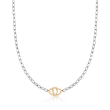 Italian Sterling Silver and 14kt Yellow Gold Interlocking Heart Necklace