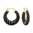 Carved Black Onyx Hoop Earrings with 14kt Yellow Gold