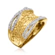 .13 ct. t.w. Diamond Hammered Ring in 18kt Gold Over Sterling