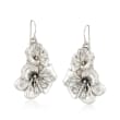 Sterling Silver Flower Duo Drop Earrings