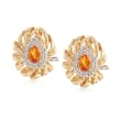 1.40 ct. t.w. Citrine and .37 ct. t.w. Diamond Drop Earrings in 14kt Yellow Gold 