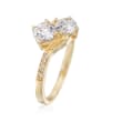 1.00 ct. t.w. CZ Two-Stone Ring in 14kt Gold Over Sterling