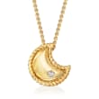 Phillip Gavriel &quot;Italian Cable&quot; 14kt Yellow Gold Moon Pendant Necklace with Diamond Accent