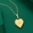 Child's 14kt Yellow Gold Small Heart Locket Necklace with Diamond Accent