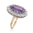 C. 1980 Vintage 7.50 Carat Amethyst and 1.45 ct. t.w. Diamond Ring in 14kt Yellow Gold
