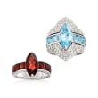 17.02 ct. t.w. Mixed-Gemstone Jewelry Set: Two Interchangeable Rings with 1.32 ct. t.w. White Topaz Ring Wrap in Sterling Silver