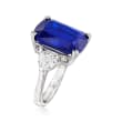 12.25 Carat Cushion-Cut Simulated Sapphire and 1.75 ct. t.w. CZ Ring in Sterling Silver