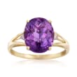 3.95 Carat Amethyst Ring with Diamond Accents in 14kt Yellow Gold