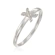 Diamond Accent Mini Initial &quot;X&quot; Ring in Sterling Silver