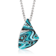 Belle Etoile &quot;Calypso&quot; Turquoise and Multicolored Enamel Pendant with CZ Accents in Sterling Silver