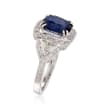 C. 2000 Vintage 3.57 Carat Sapphire and 1.15 ct. t.w. Diamond Ring in 18kt White Gold