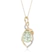 7.00 Carat Green Prasiolite and .10 ct. t.w. White Topaz Pendant Necklace in 14kt Gold Over Sterling