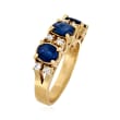 C. 2000 Vintage 2.00 ct. t.w. Sapphire and .24 ct. t.w. Diamond Ring in 14kt Yellow Gold