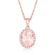 1.70 Carat Morganite Pendant Necklace with Diamond Accents in 14kt Rose Gold